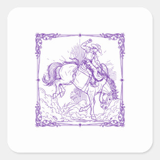 Rodeo Cowboy Western Rijden Vierkante Sticker