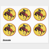 rodeo cowboyillustratie ronde sticker (Vel)