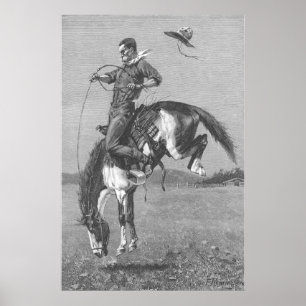 Rodeo Cowboys, Bucking Bronco door Remington Poster