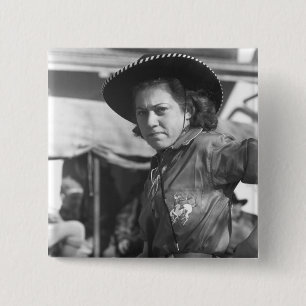 Rodeo Cowgirl: 1940 Vierkante Button 5,1 Cm
