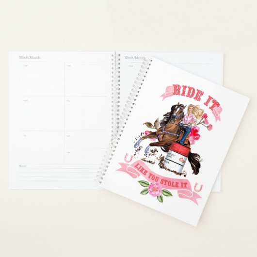 Rodeo Cowgirl Barrel Racanner Agenda (Devant avec enveloppe)