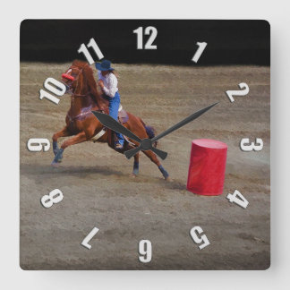 Rodeo Cowgirl Barrel-Racing Westerne Meest-Klok Vierkante Klok