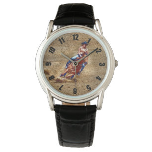 Rodeo Cowgirl Design met racestralen Horloge