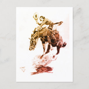 Rodeo Cowgirl (door C.M. Russell) Briefkaart