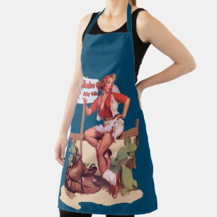 Rodeo Cowgirl Hitchin riep de Rodeo op Schort