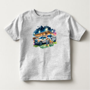 Rodeo Cowgirl met paardentransport en trailer Kinder Shirts