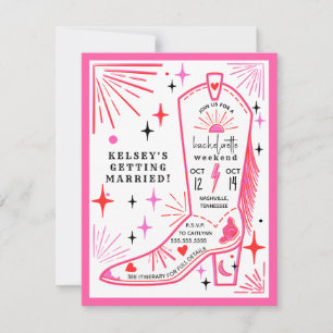 Rodeo Cowgirl Roze Bachelorette Weekend Itinerariu Kaart