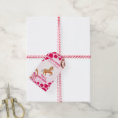 Rodeo cowgirl roze koe pony cadeaulabel (Met Touw)