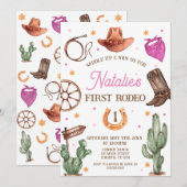 Rodeo Cowgirl western Birthday Party Invitation (Devant / Derrière)