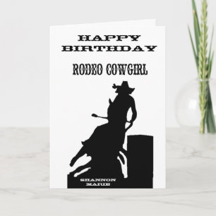 "Rodeo Cowgirl" Westerne geboortekaart Kaart