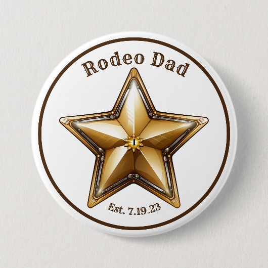 Rodeo Dad Sheriff Star Button Pin Eerste Verjaarda (Voorkant)