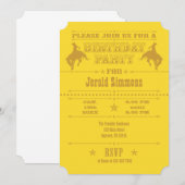 Rodéo de cow-boy jaune Invitation de fête d'annive (Devant / Derrière)