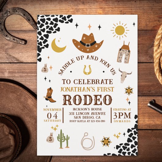 Rodeo First Birthday, Cowboy Birthday Boy Kaart
