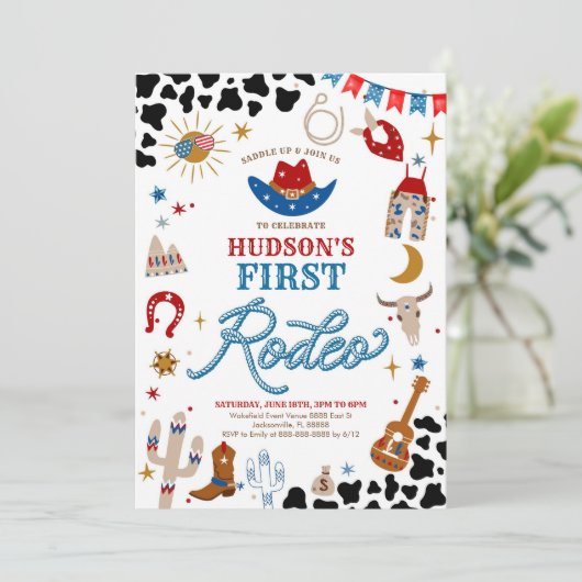 Rodeo First Birthday Invitation (Debout devant)