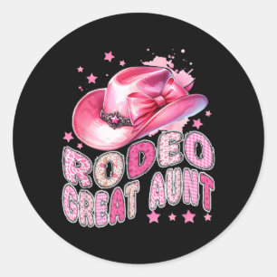 Rodeo geweldige tante roze cowgirl 1e verjaardag f ronde sticker