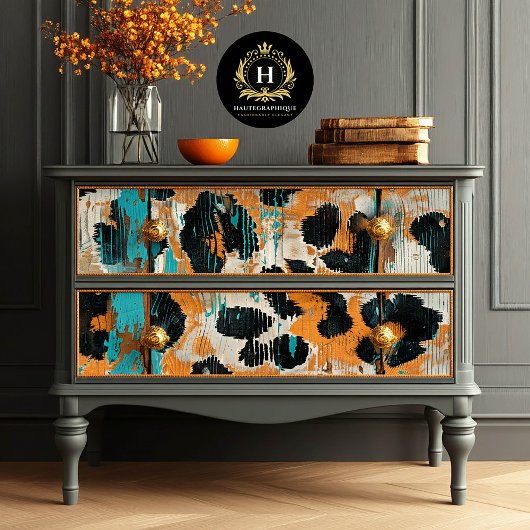 Rodeo Glam Turquoise Leopard Print Decoupage Tissuepapier