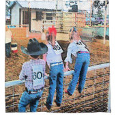 Rodeo Kinderen op het hek Cowboy Western Douchegordijn (Voorkant)
