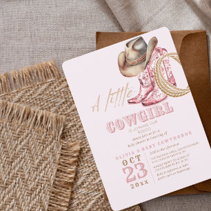 Rodeo Kleine Cowgirl Baby Meisje shower Blush roze Kaart