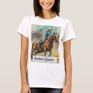 Rodeo Koningin Barrel Racing Cowgirl Waterverf T-shirt