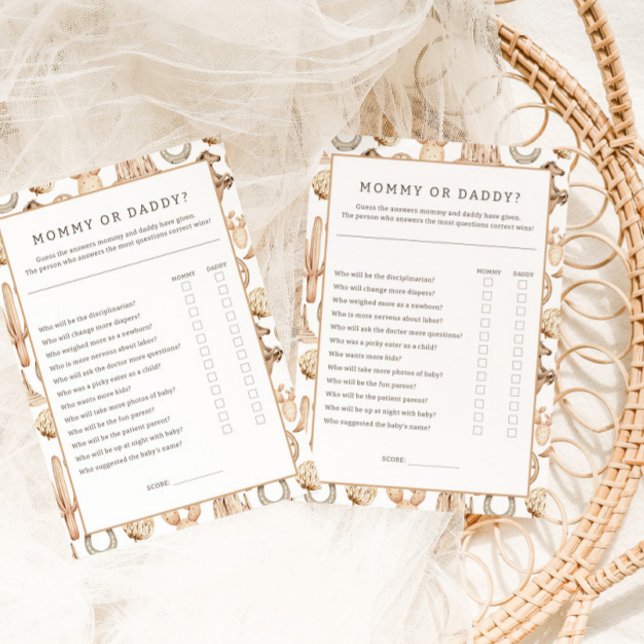 Rodeo Neutraal Baby shower Mama of Daddy Game (Creator heeft geüpload)