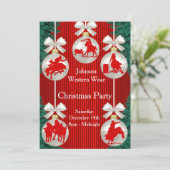 Rodeo Ornamenten krans rand rode uitnodiging (Staand voorkant)