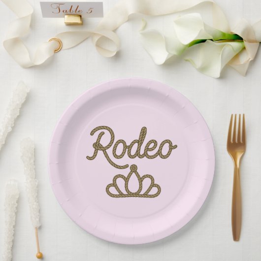 Rodeo Queen Country Western Tiara Kroon Roze  Papieren Bordje (Huwelijk)