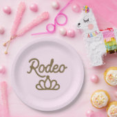 Rodeo Queen Country Western Tiara Kroon Roze  Papieren Bordje (Feest)