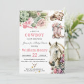 Rodéo rose Western Cowboy Baby shower Invitation (Debout devant)