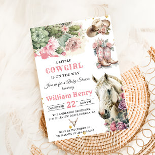 Rodéo rose Western Cowgirl Baby shower invitation