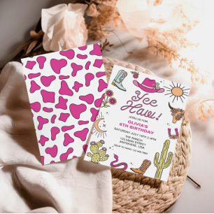 Rodeo Roze Western Verjaardag Kaart