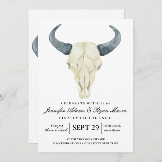 Rodéo rustique aquarelle | FAIRE-PART DE MARIAGE (Devant / Derrière)