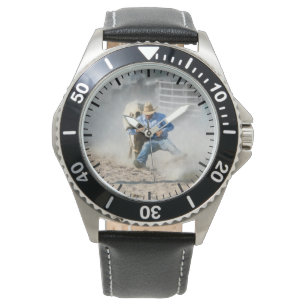 Rodeo Stier Worstelen Competitie Western Heren Horloge