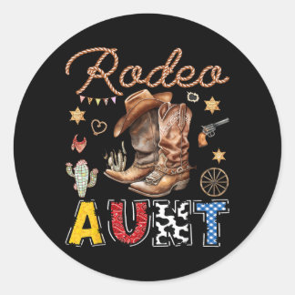 Rodeo tante western cowboy verjaardag jongen feest ronde sticker