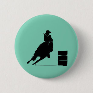 Rodeo Theme Cowgirl Barrel Racing Silhouette Ronde Button 5,7 Cm