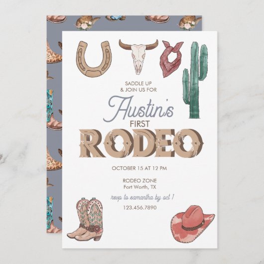 Rodeo ThMED | 1e verjaardag van uitnodigingen (Voorkant / Achterkant)