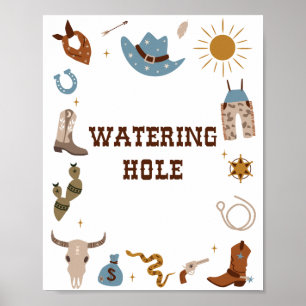 Rodeo verjaardag watergat waterstation bord poster