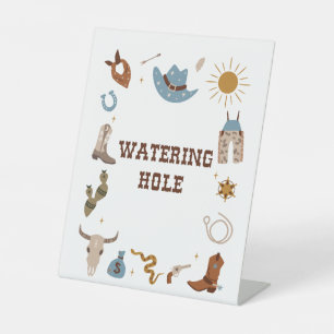 Rodeo Verjaardag Watering Hole Waterstation Reclamebord Met Voetstuk