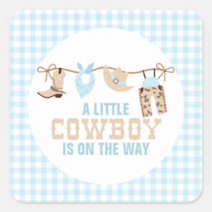 Rodeo Western Cowboy Baby shower Vierkante Sticker