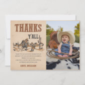 Rodeo Westerne Cowboy Verjaardagsfoto Bedankkaart (Voorkant)