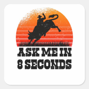 Rodeo Westerne Cowboy Wild West Retro Bull Vierkante Sticker