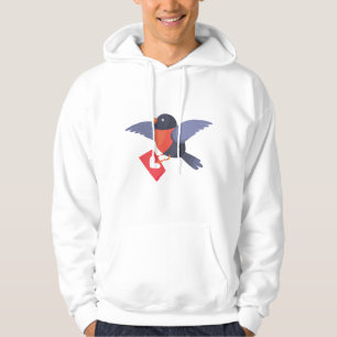 Rodepostduif met Rode Hart Liefdesbrief Hoodie