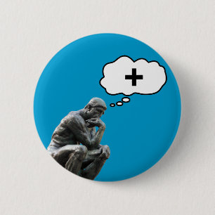 Rodin's Denker Beeld - Denk Positief Ronde Button 5,7 Cm