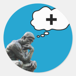 Rodin's Denker Beeld - Denk Positief Ronde Sticker