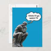Rodin's Thinkerbeeld - Ik denk dat ik tv ga kijken Briefkaart (Voorkant / Achterkant)