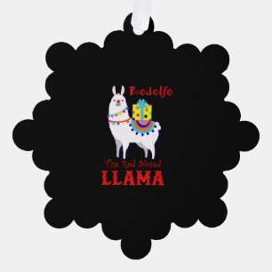 Rodolfo de rode nosse llama ornament kaart