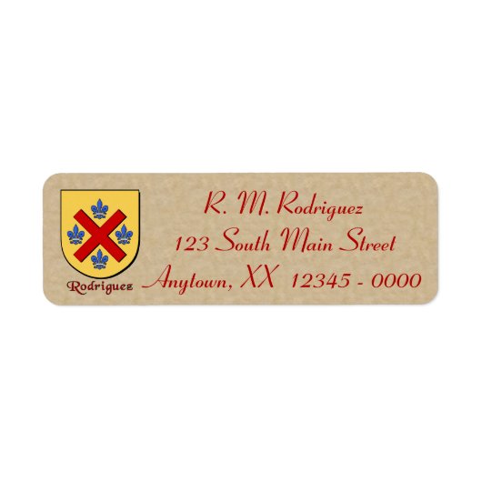 Rodriguez Heraldic Shield Etiket (Voorkant)