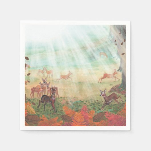 Roe Deer Capreolus capreolus in Forest Sunlight Servet (Voorkant)