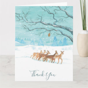 Roe Deer Group in Winter Bedankkaart