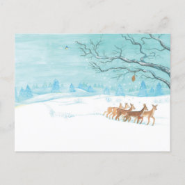 Roe Deer Group in Winter Briefkaart