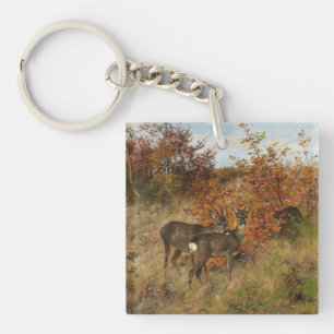 Roe Deer Met Herfstbladeren Wildlife Sleutelhanger